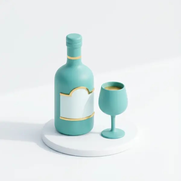 Illustration einer Alkoholflasche und eines Glases als Symbol für MPU wegen Alkohol und Abstinenznachweis..